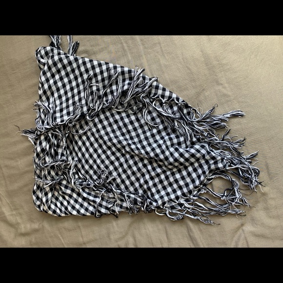 Black and white plaid square scarf - Picture 1 of 2